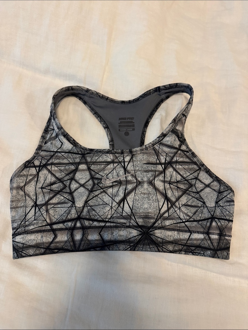 Nike Black & Gray Geometric Racerback Sports Bra